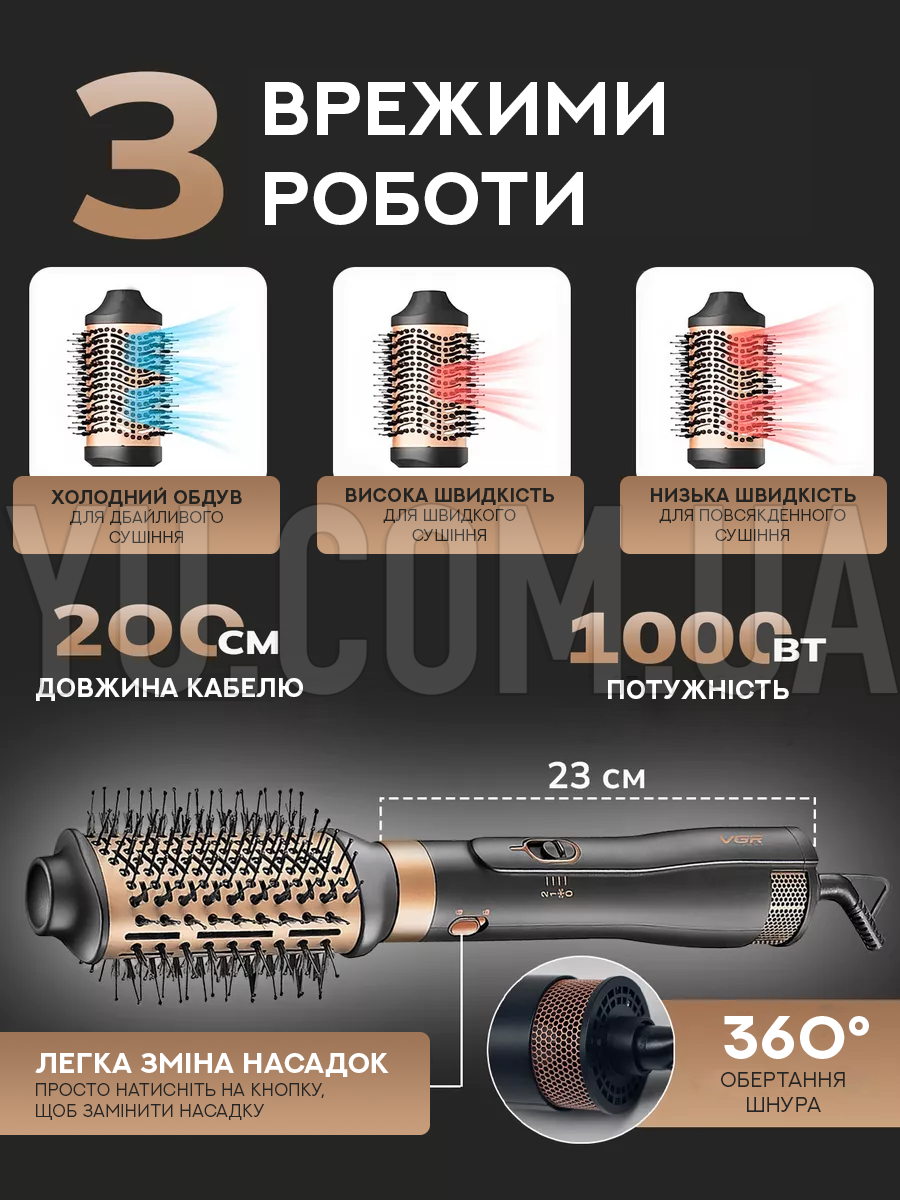 Фен-щітка для волосся 6в1 VGR V-491 Фен-щітка для волосся 6в1 VGR V-491